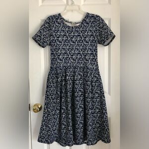 LULA ROE AMELIA DRESS SHORT SLEEVES RETRO WITH GEOMETRIC PRINT SIZE MEDIUM